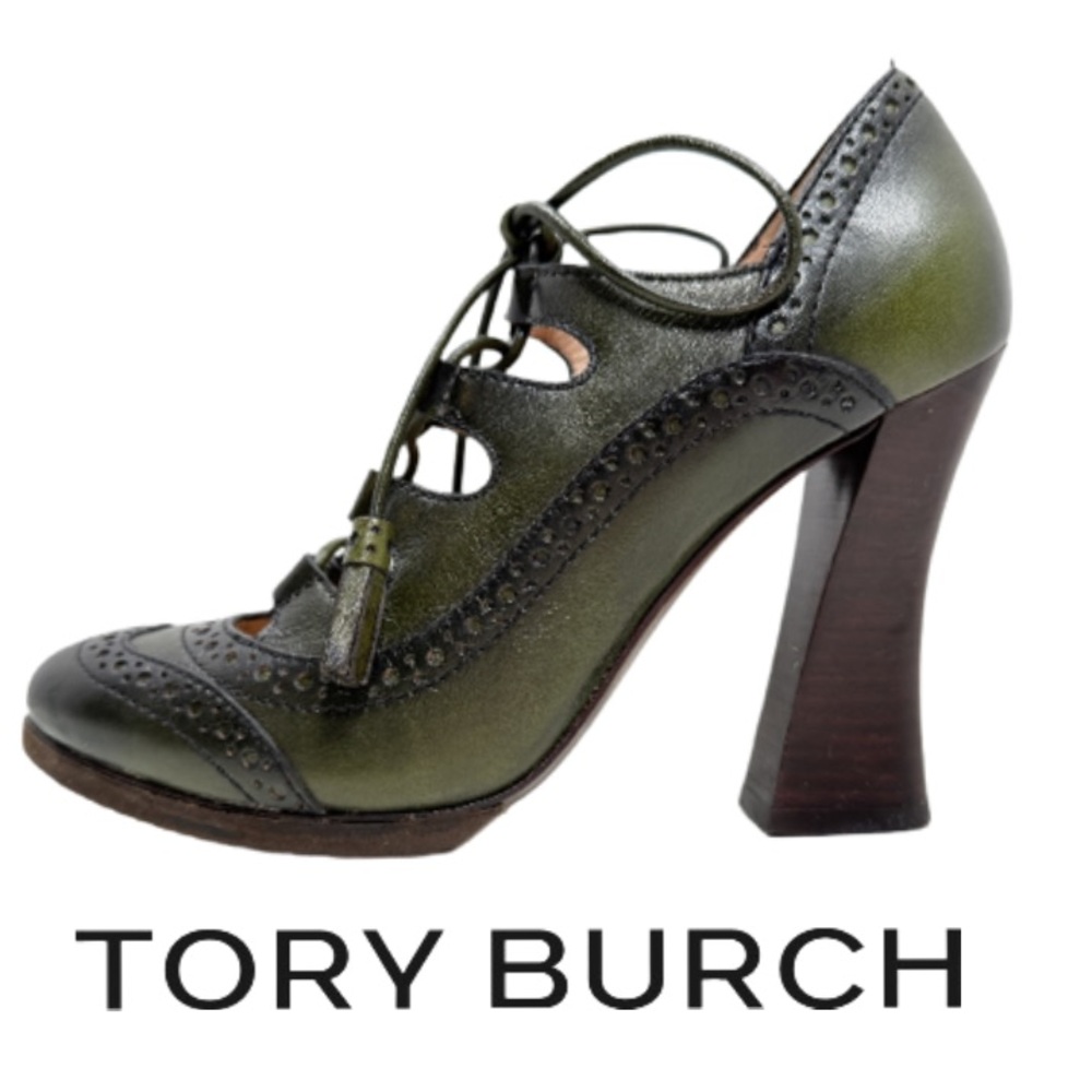 TORY BURCH | Astrid Distressed Leather Pump Lace Up Ghillie Oxford Classic